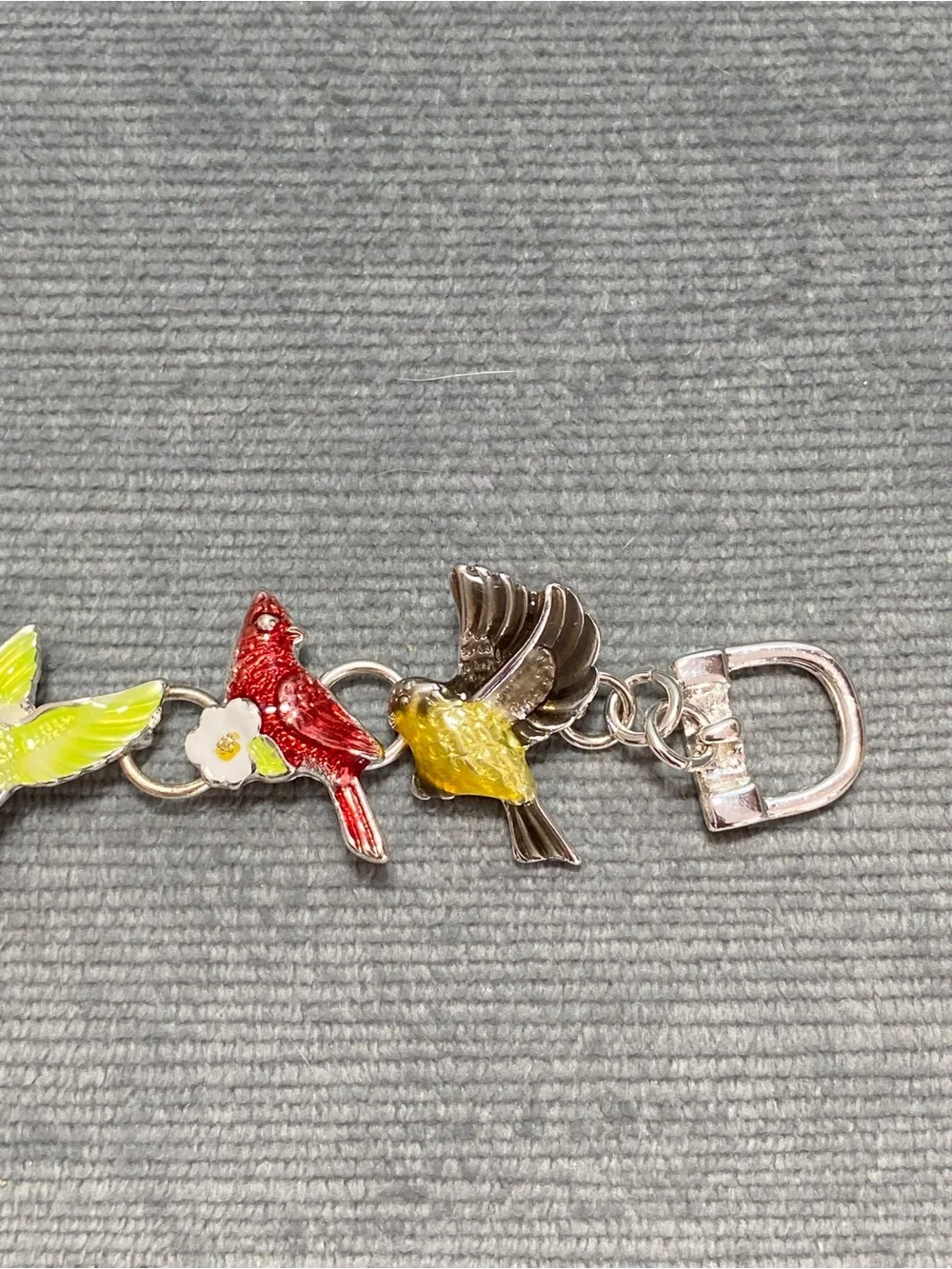 Multicolor Enamel Bird Link Bracelet Magnetic Closure size 6.5 vintage - Picture 8 of 17